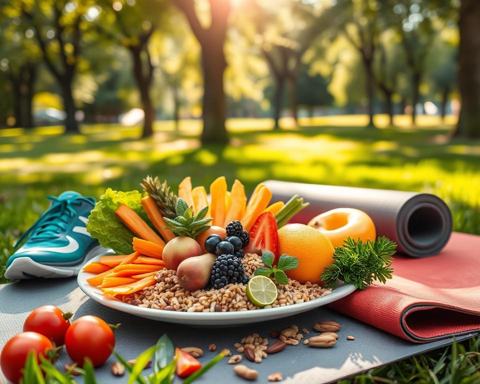 alimentação saudável com exercícios
